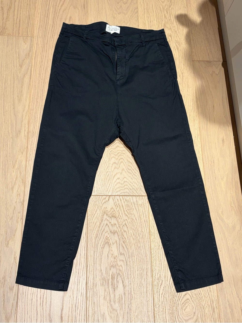 Nili Lotan Black Tapered Cotton Trousers